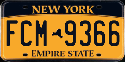 NY license plate FCM9366