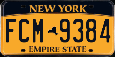 NY license plate FCM9384