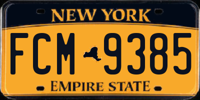 NY license plate FCM9385