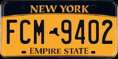 NY license plate FCM9402