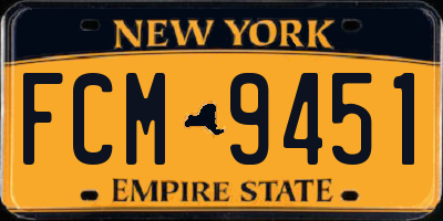 NY license plate FCM9451