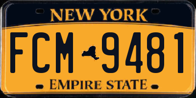 NY license plate FCM9481