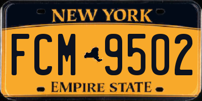 NY license plate FCM9502