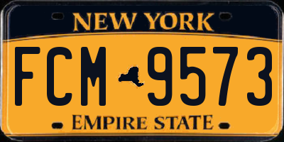 NY license plate FCM9573