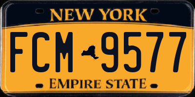 NY license plate FCM9577