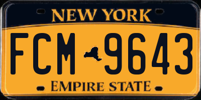 NY license plate FCM9643