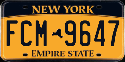 NY license plate FCM9647