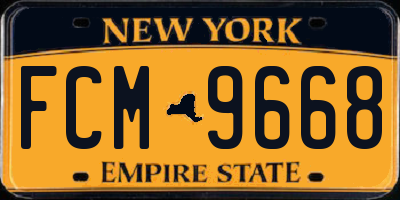 NY license plate FCM9668