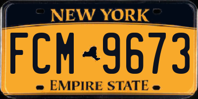 NY license plate FCM9673