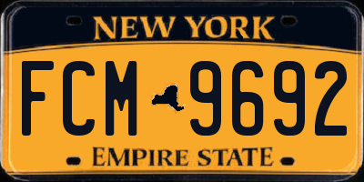 NY license plate FCM9692