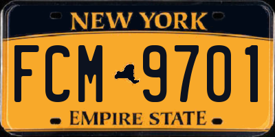 NY license plate FCM9701