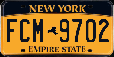 NY license plate FCM9702