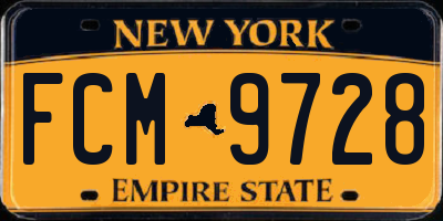 NY license plate FCM9728