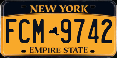 NY license plate FCM9742