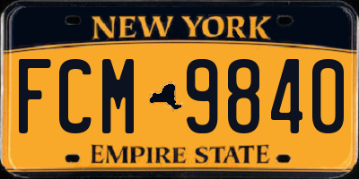 NY license plate FCM9840