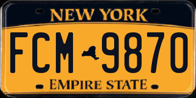 NY license plate FCM9870
