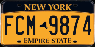 NY license plate FCM9874