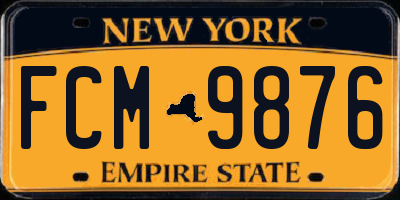 NY license plate FCM9876