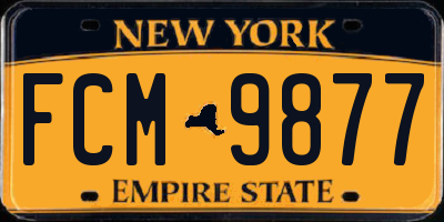 NY license plate FCM9877