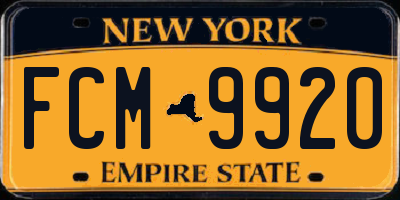 NY license plate FCM9920
