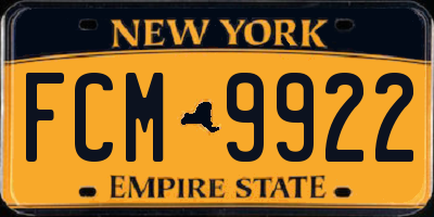 NY license plate FCM9922