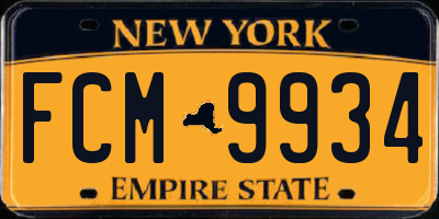 NY license plate FCM9934