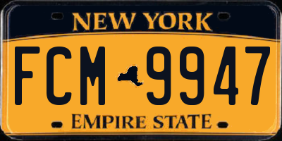 NY license plate FCM9947