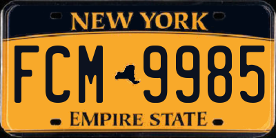 NY license plate FCM9985