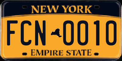 NY license plate FCN0010