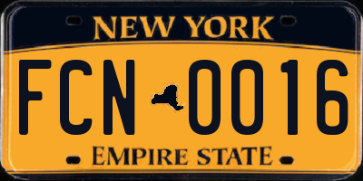 NY license plate FCN0016