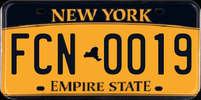 NY license plate FCN0019