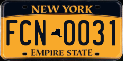 NY license plate FCN0031