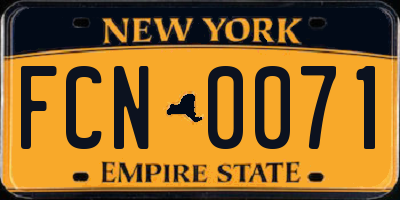 NY license plate FCN0071