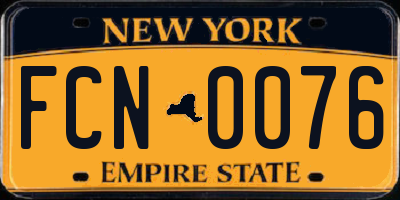 NY license plate FCN0076