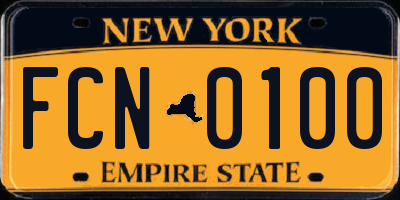 NY license plate FCN0100
