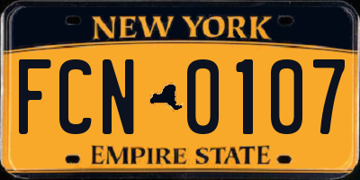 NY license plate FCN0107