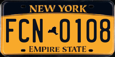 NY license plate FCN0108