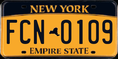NY license plate FCN0109