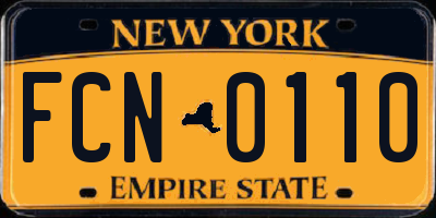 NY license plate FCN0110