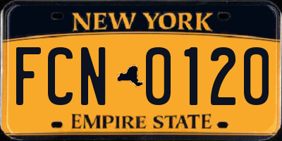 NY license plate FCN0120