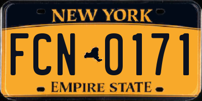 NY license plate FCN0171