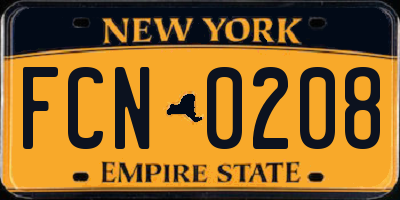 NY license plate FCN0208