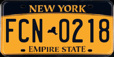 NY license plate FCN0218