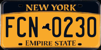 NY license plate FCN0230