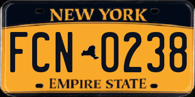 NY license plate FCN0238