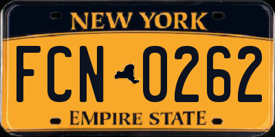 NY license plate FCN0262