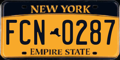 NY license plate FCN0287