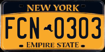 NY license plate FCN0303