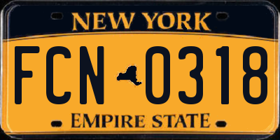 NY license plate FCN0318