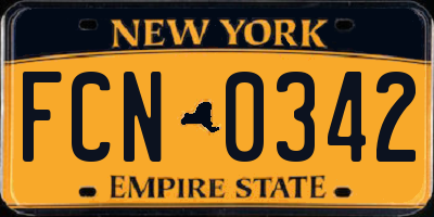 NY license plate FCN0342